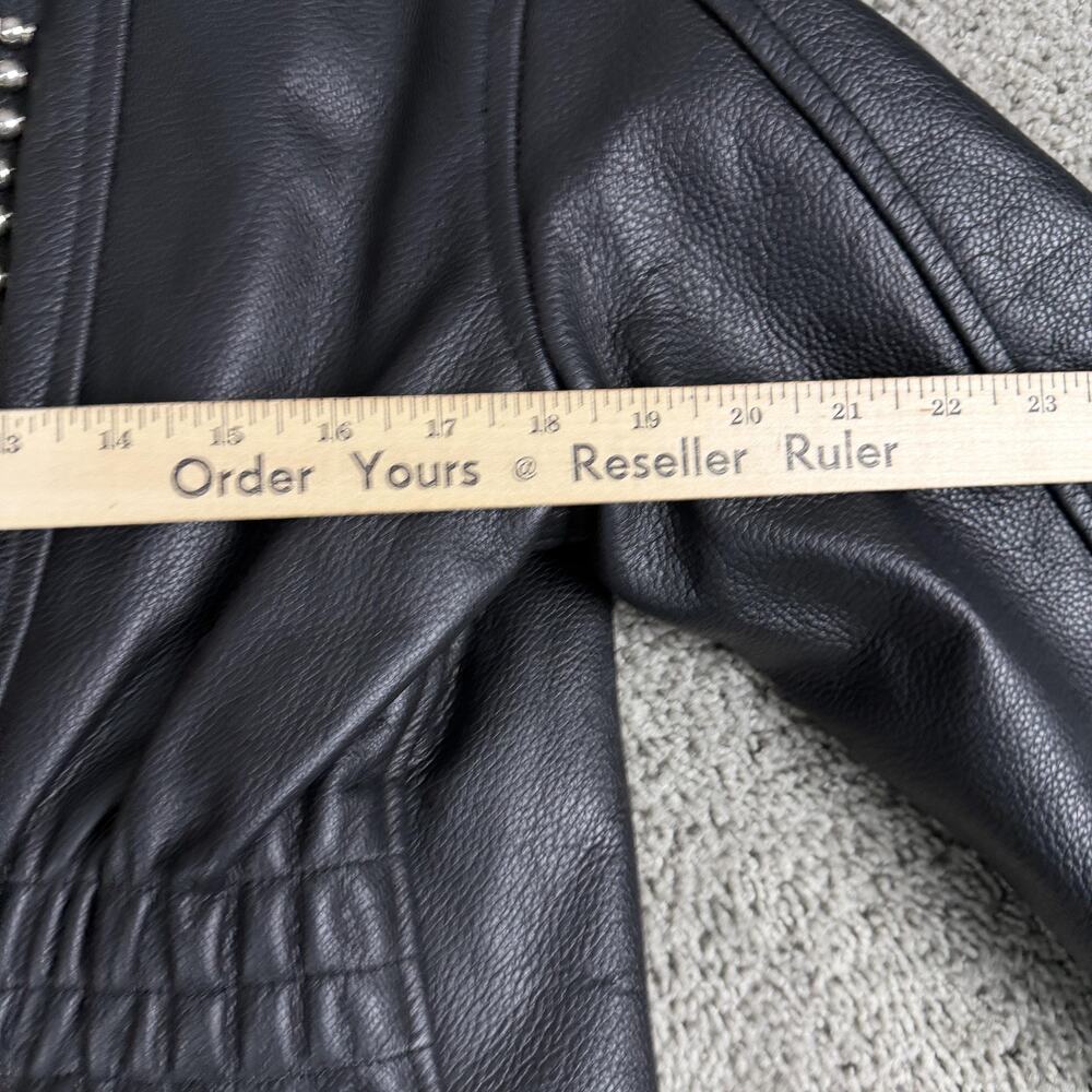 Jim Leather Jacket Womens Large Black Western Bone Bead Biker Motorcycle Zip - Picture 10 of 11